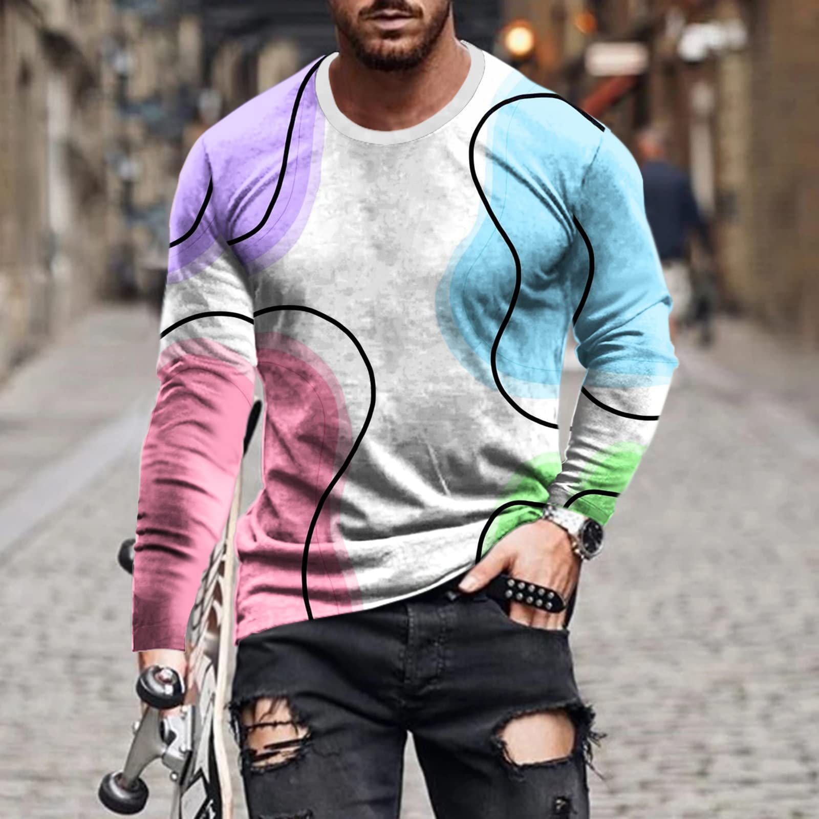 Buy Mens Long Sleeve T-Shirts 3D Printed Graphic Tees for Men Fall